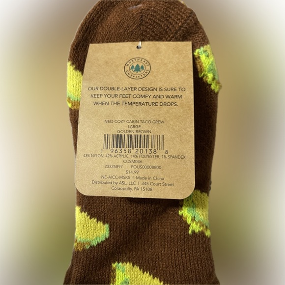 Northeast Outfitters Mens Cozy Cabin Taco Socks Crew NWT Size Large (Brown) - Picture 3 of 4